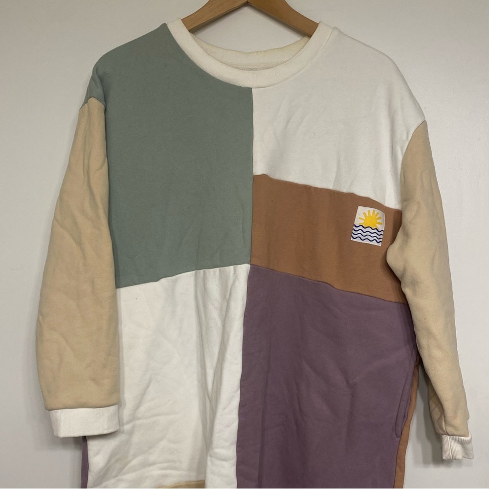 Colorblock Long Sleeve Sweatshirt Dress